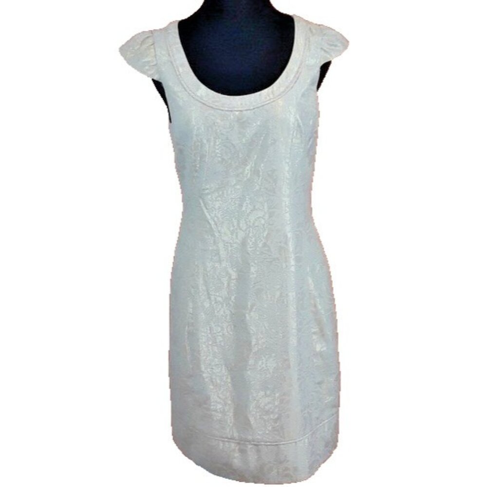 Belle by Oasis Womens Gold Metallic Mini Dress size 10 Short Sleeve Cocktail